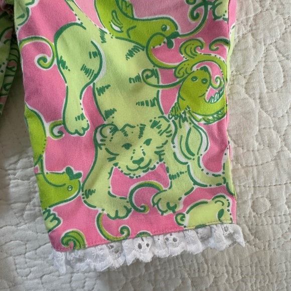 LILLY PULITZER Toddler Baby Pants, Pink and Green with Eyelet Trim 18-24M - Picture 3 of 3